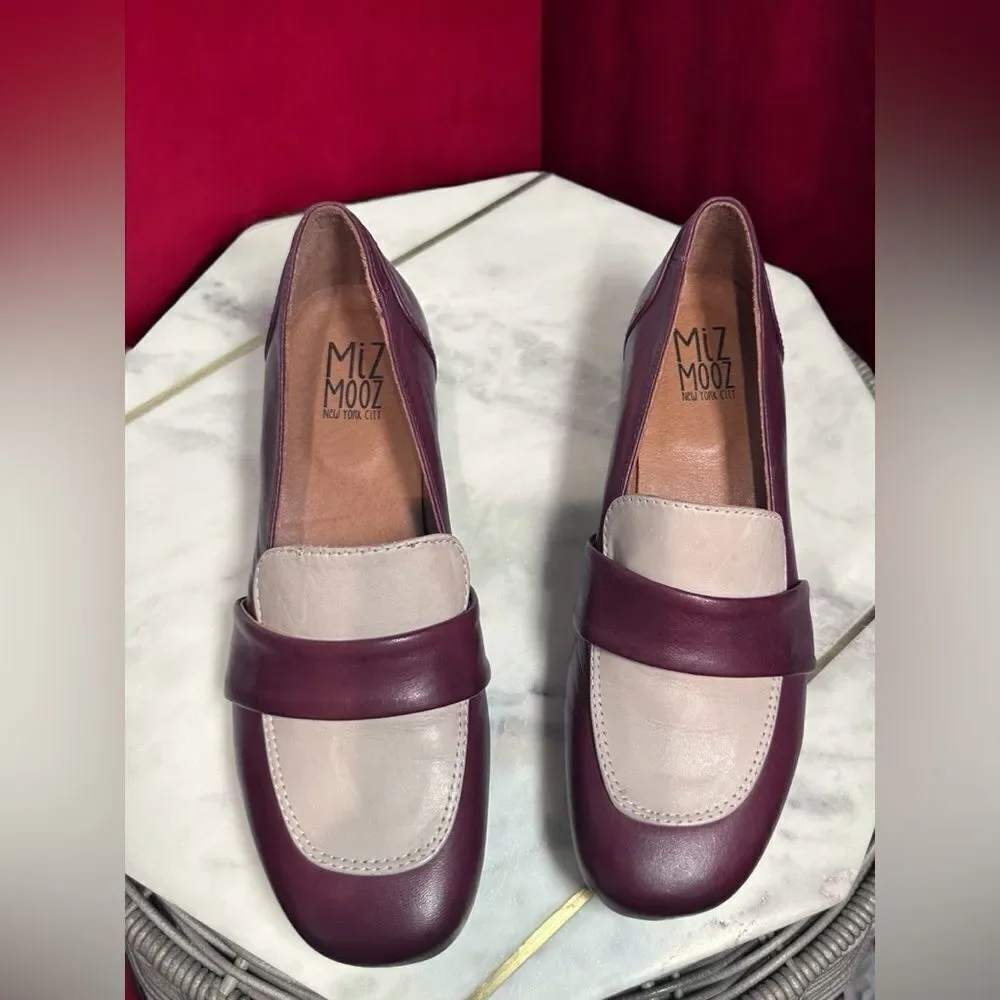 MIZ MOOZ  Bordeaux Leslee Leather Loafers Heel Womens EU 36